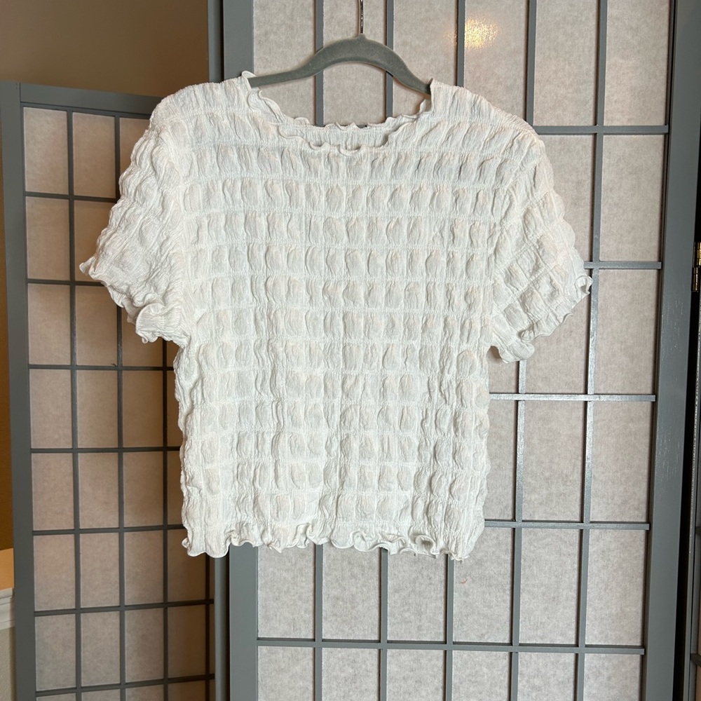 NWT GU White Textured Women's Top